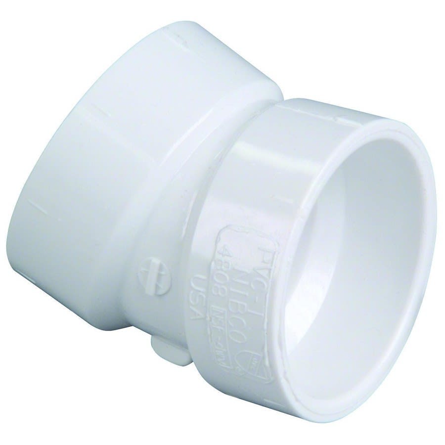 22.5 deg Elbow, 4 in, Hub, DWV, PVC