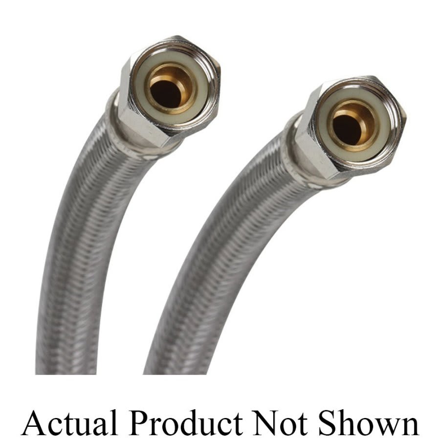 Flexible Water Supply, 3/8 in, Comp, 12 in L, Stainless Steel