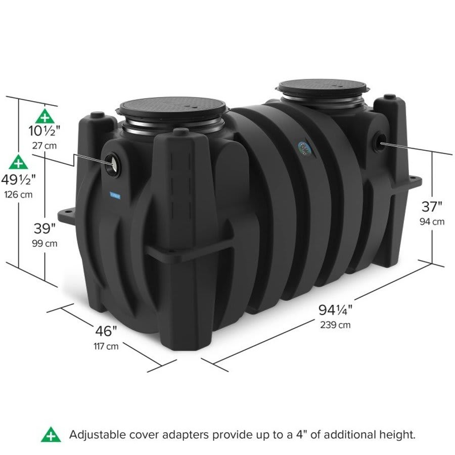 Great Basin™ Grease Interceptor, 3048 lb, 100 gpm, Polyethylene