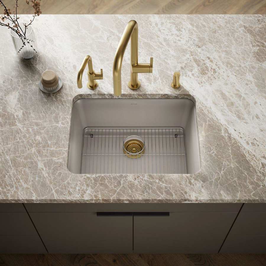 Cairn 24-1/2" Undermount Single Bowl Neoroc Granite Composite Kitchen Sink with Bottom Sink Rack