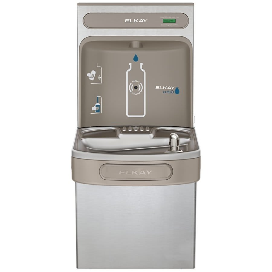 ezH2O Bottle Filling Station with Single ADA Vandal-Resistant Cooler Non-Filtered Refrigerated Stainless