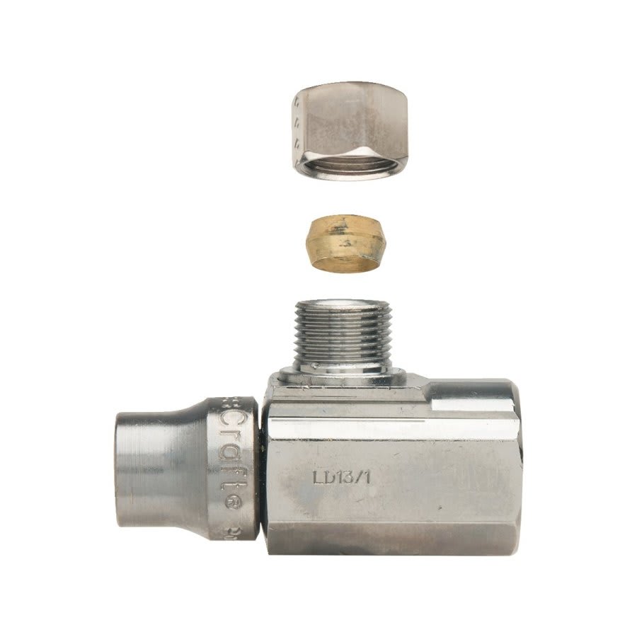 Multi Turn Angle Stop, Loose Key, 1/2 x 3/8 in, FNPT x Comp, Chrome