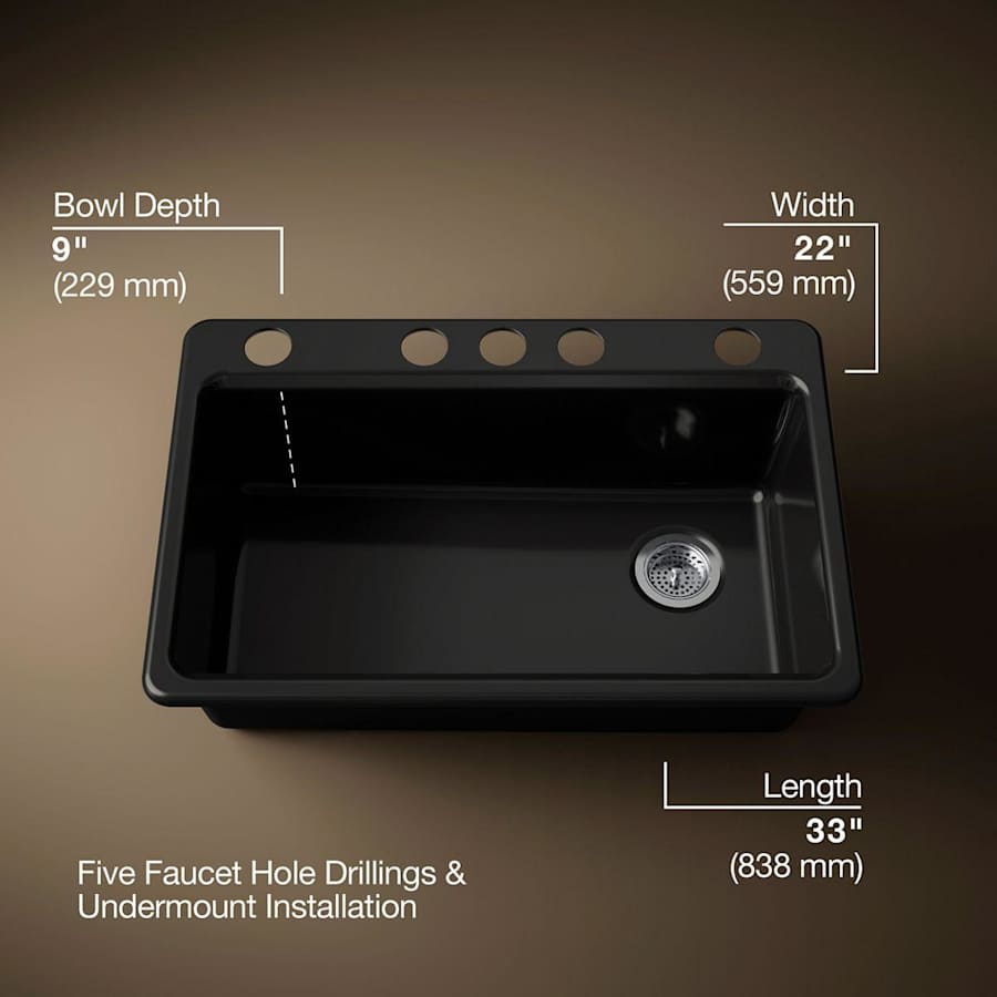 Riverby 33" Undermount Single Basin Enameled Cast Iron Workstation Kitchen Sink with Utility Rack, Sink Rack and Colander, and Intregral Cutting Board