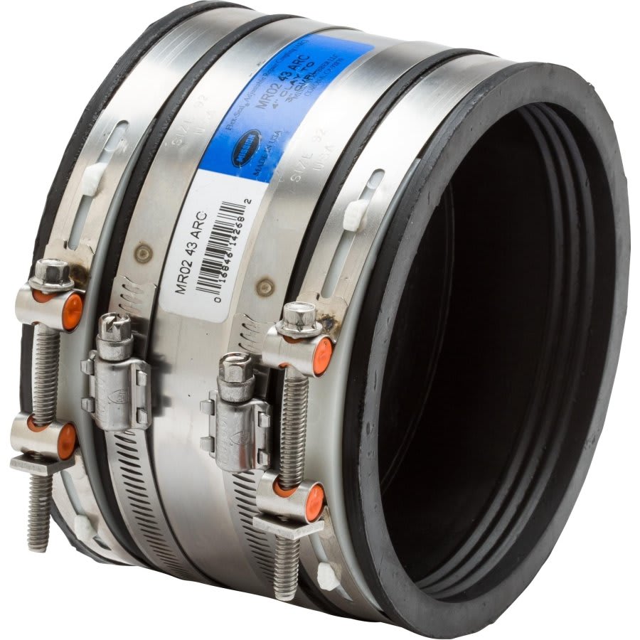 Shielded Transition Coupling, 18 in, Rubber/Stainless Steel