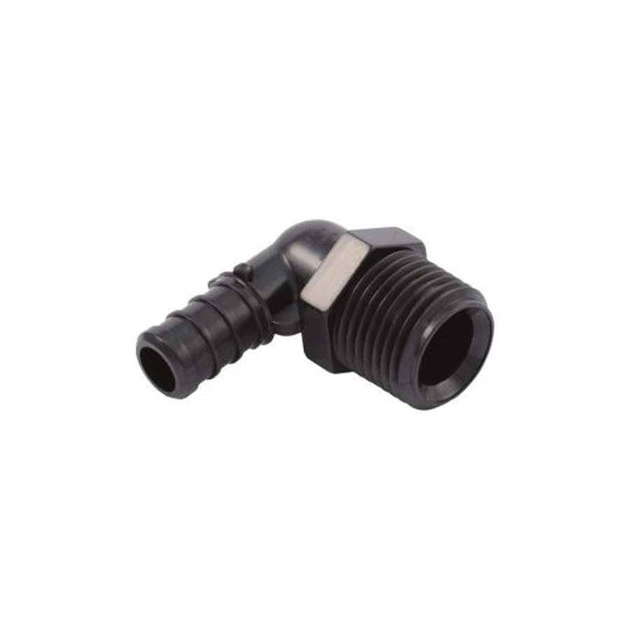 90 deg Elbow, 1/2 in, Crimp PEX x MNPT, Poly