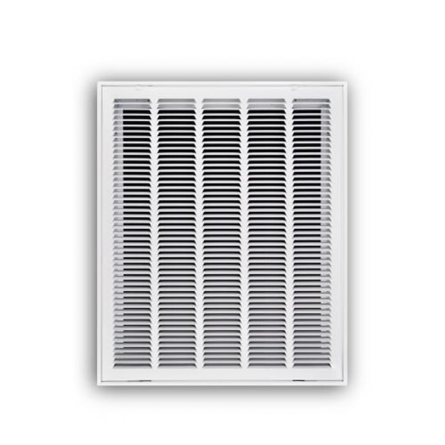 Stamped Fixed Hinge Face Return Filter Grille, 20 x 25 in, 1/2 in Spacing, 1 in Filter, Steel, White