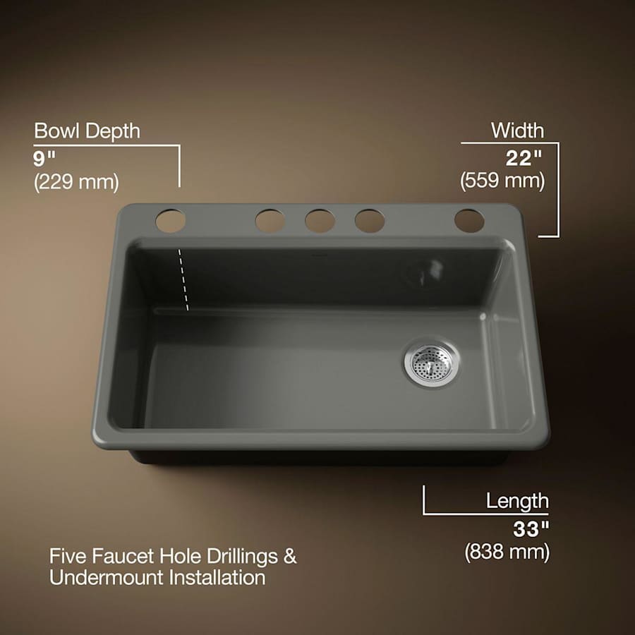 Riverby 33" Undermount Single Basin Enameled Cast Iron Workstation Kitchen Sink with Utility Rack, Sink Rack and Colander, and Intregral Cutting Board