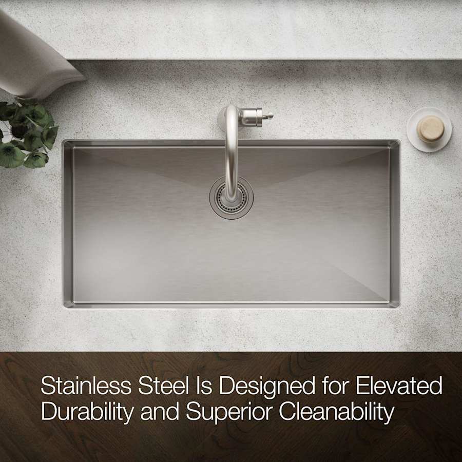 Strive 35" Single Basin Undermount 16-Gauge Stainless Steel Kitchen Sink with SilentShield with Accessories Included