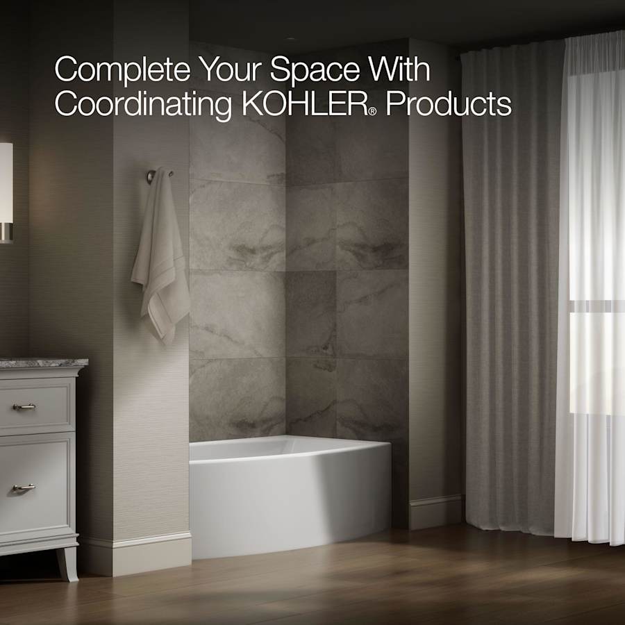 Expanse Bath Tub 60" x 30" - 36" Acrylic Soaking for Three Wall Alcove Installations with Integral Curved Apron and Left Drain