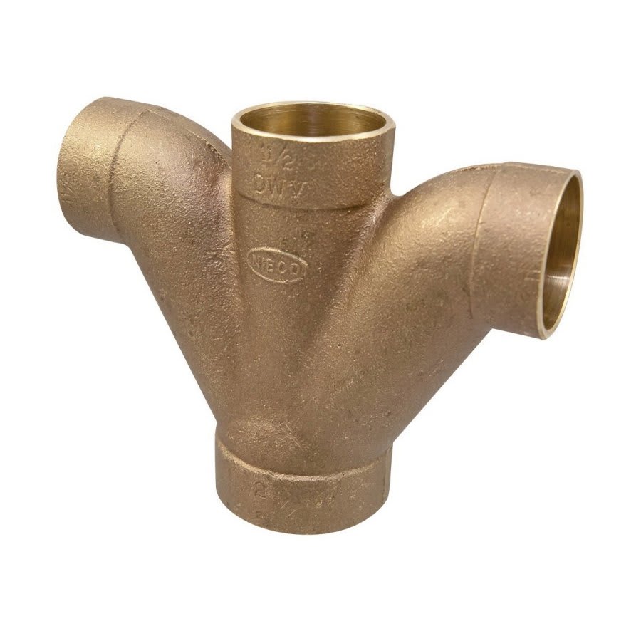 DWV Double Combination Wye and 45 deg Elbow, 2 x 1-1/2 x 1-1/2 x 1-1/2 in, C, Copper