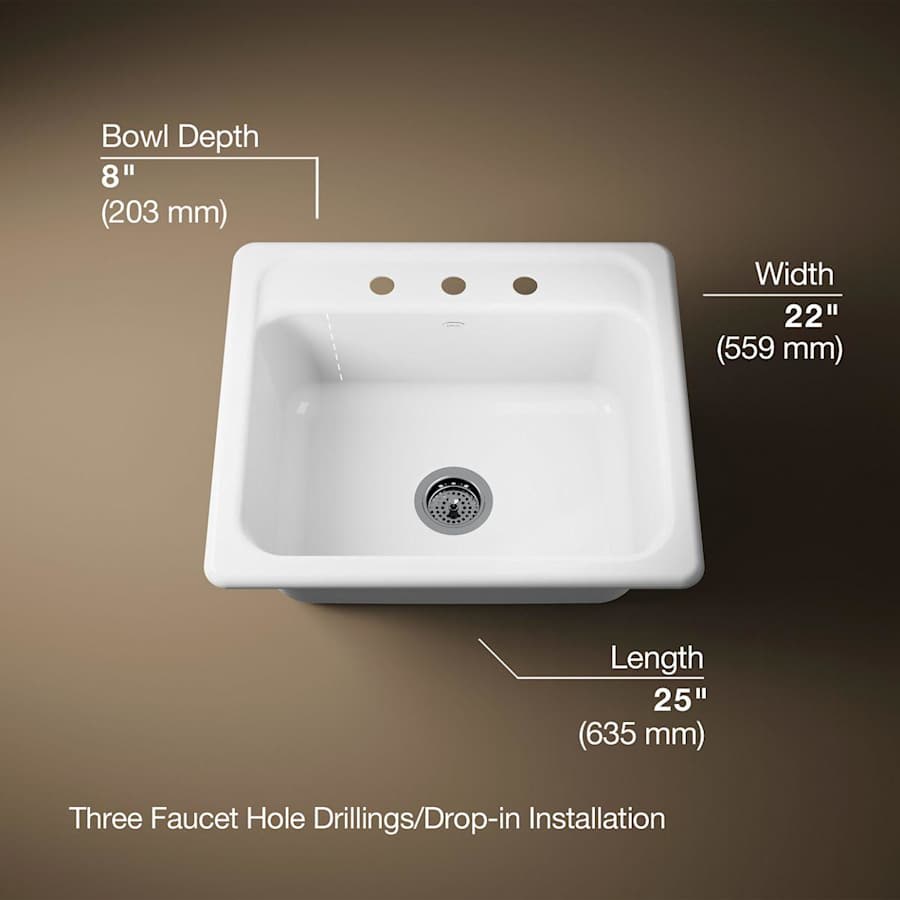 Mayfield 25" Single Basin Top-Mount Enameled Cast-Iron Kitchen Sink