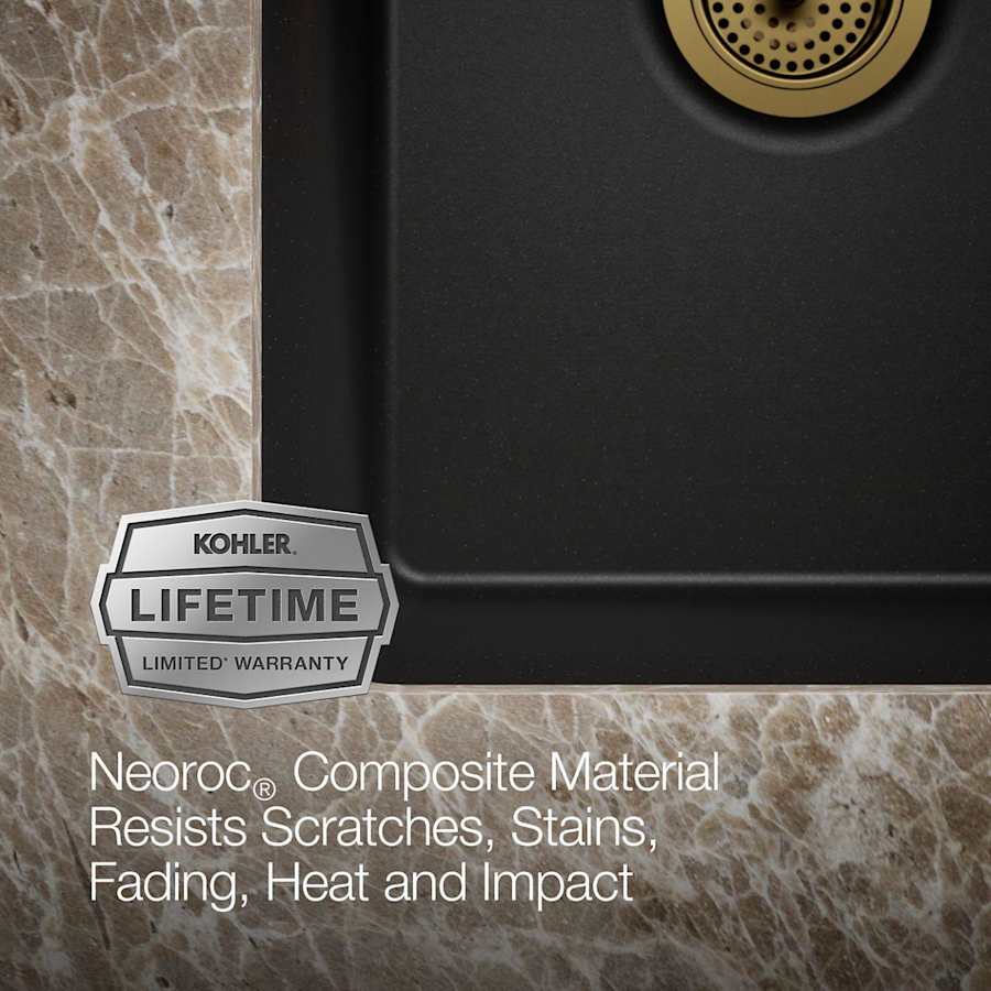 Cairn 33-1/2" Undermount Double Equal Bowl Neoroc Granite Composite Kitchen Sink with Right Sink Rack Included