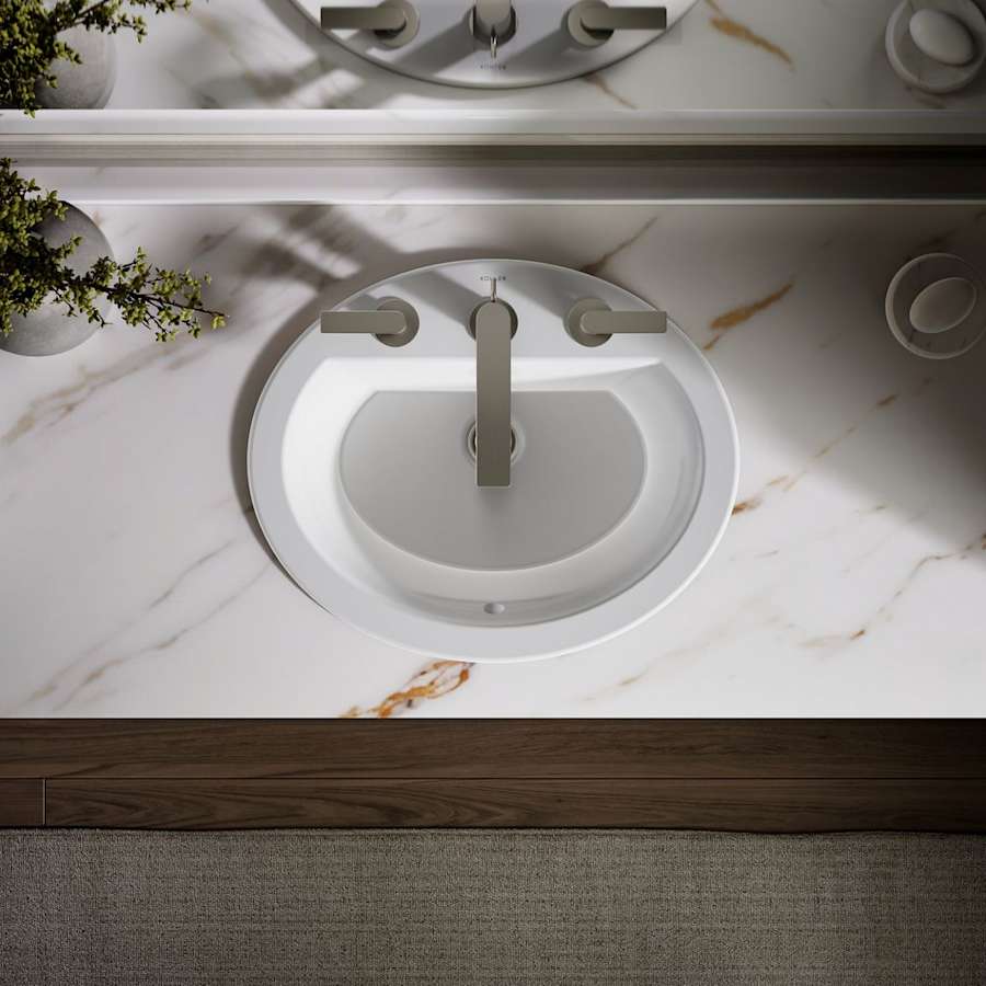 Bryant 20-1/8" Oval Vitreous China Drop In Bathroom Sink with Overflow and 3 Faucets Holes at 8" Centers