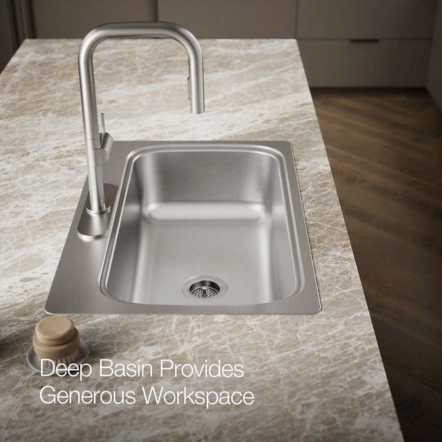 Verse 33" Single Basin Drop In Kitchen Sink With 3 Faucet Holes