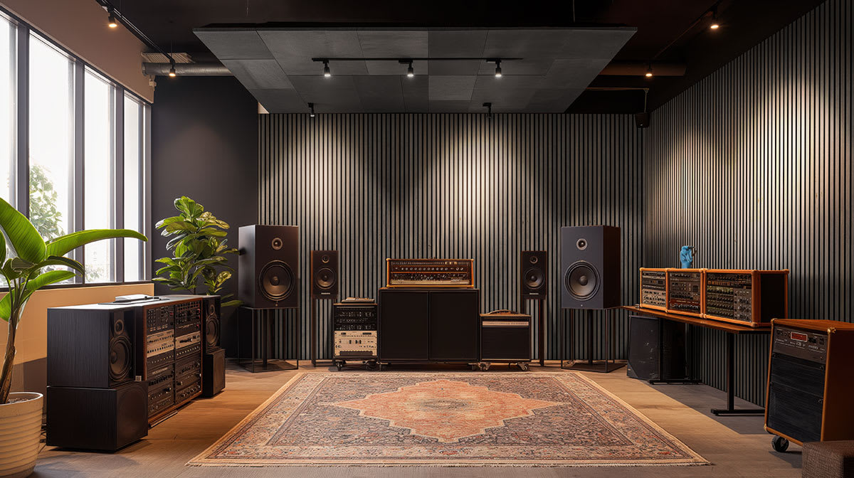 Umber Acoustic Wood Slat Panels