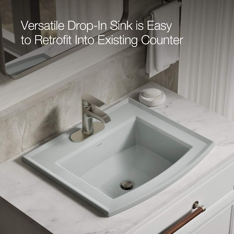Archer 22-5/8" Drop In Bathroom Sink with 3 Holes Drilled and Overflow