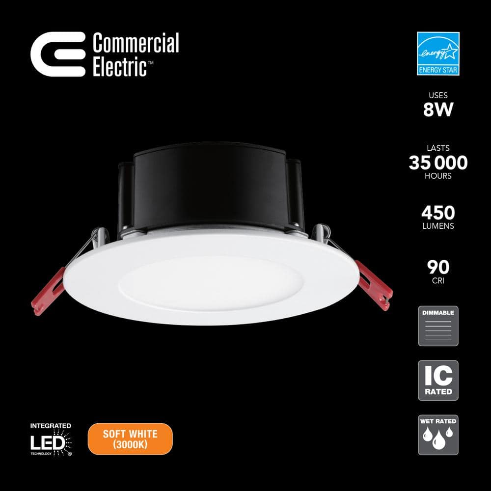 Box on Top Integrated LED 4 in Round Canless Recessed Light for Kitchen Bathroom Livingroom, White Soft White 6-Pack