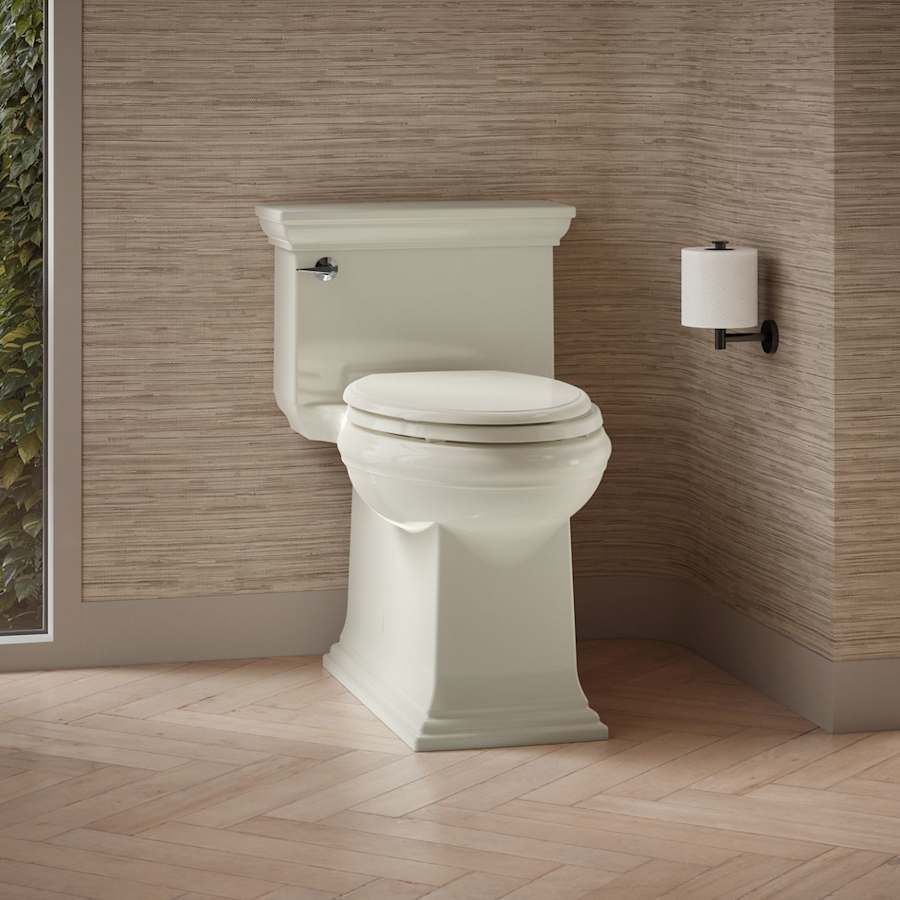 Memoirs 1.28 GPF Compact Elongated One-Piece Comfort Height Toilet with AquaPiston and Glenbury Quiet-Close Seat Included