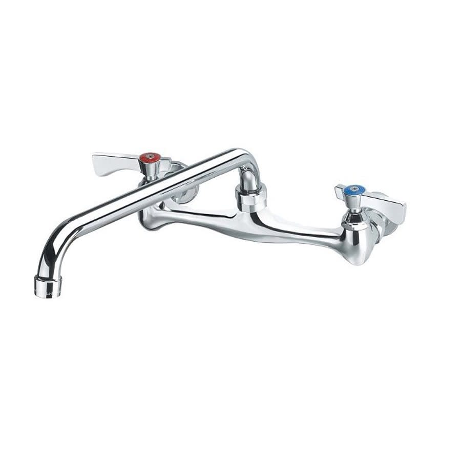 Kitchen Faucet, Wall Mount, 2 Lever Handle, 2-Hole, Polished Chrome