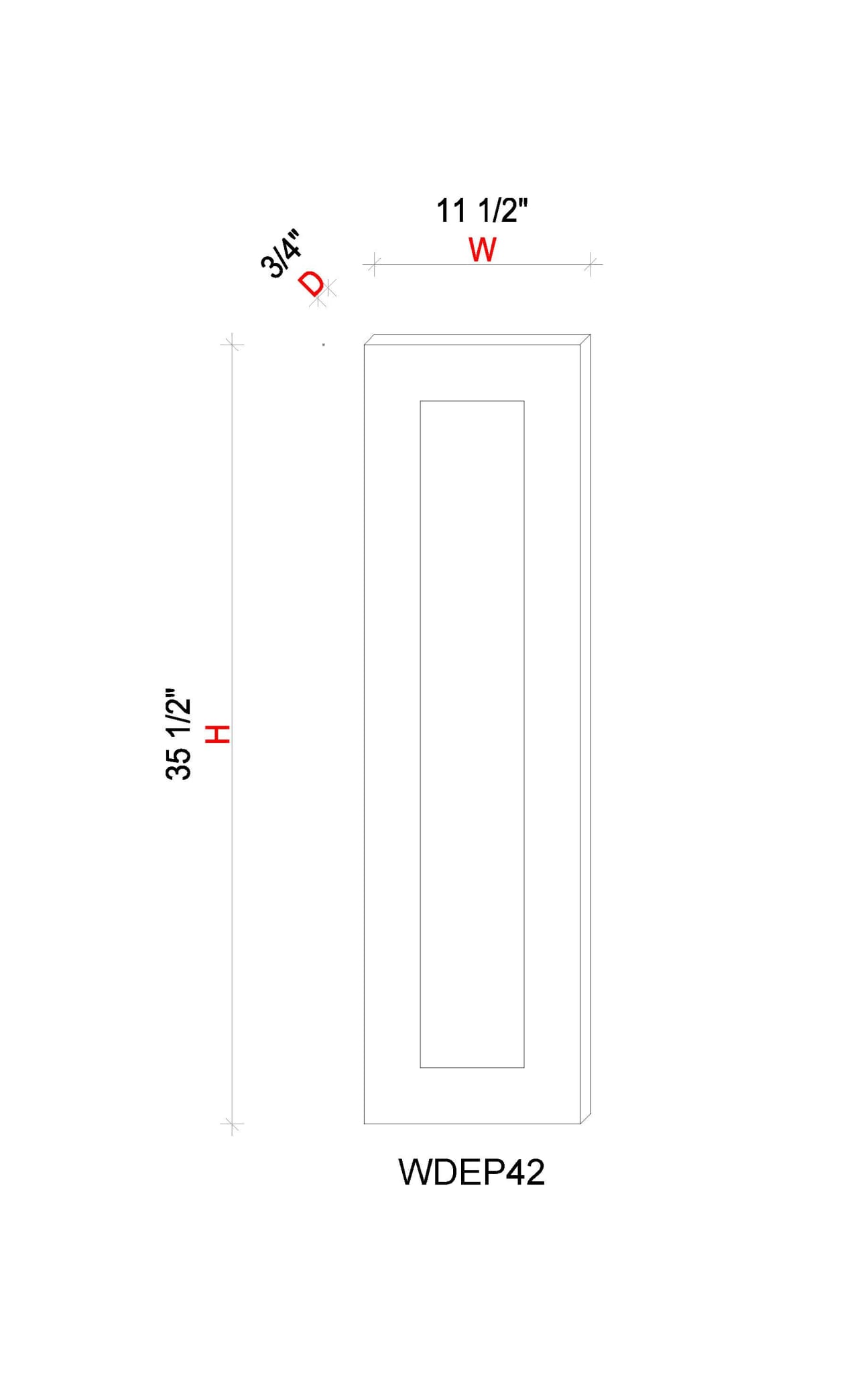 Wall Decorative End Panel - 11 1/2"W * 41- 1/2"H * 3/4"D