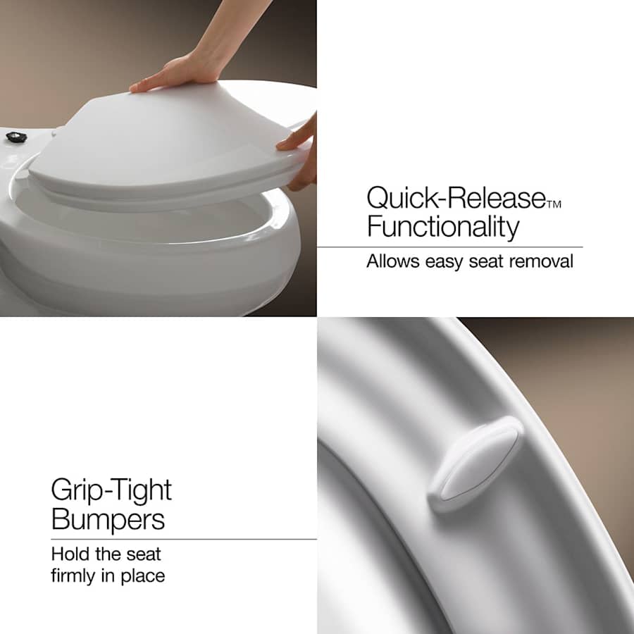 Brevia Q2 Round Closed-Front Toilet Seat with Quick-Release and Quick-Attach Hinges