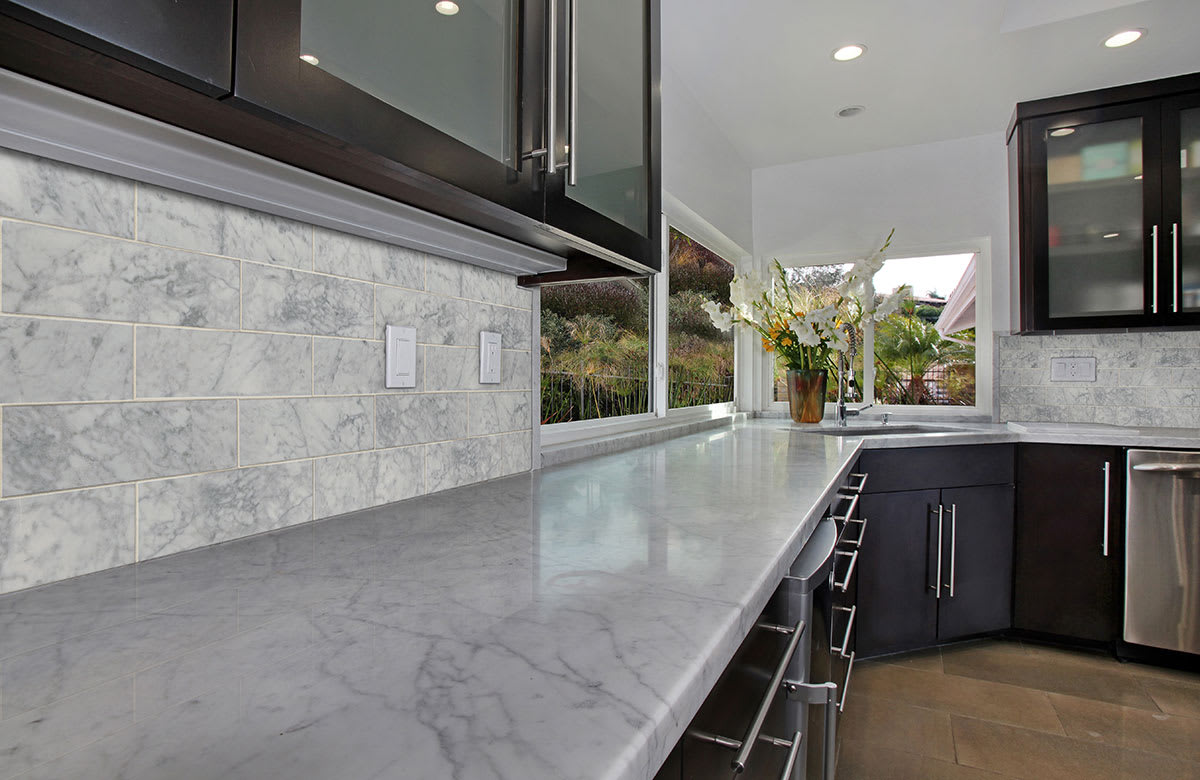 Carrara White Marble Subway Tile