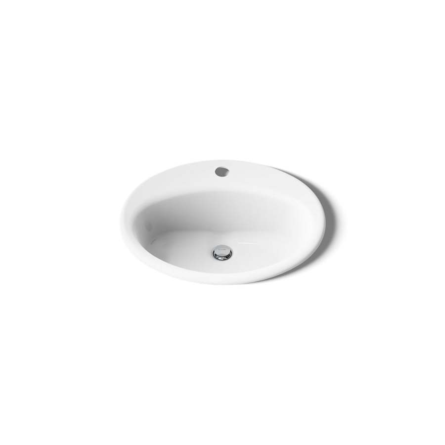 Farmington 19-1/4" Oval Cast Iron Drop In Bathroom Sink with Overflow and Single Faucet Hole
