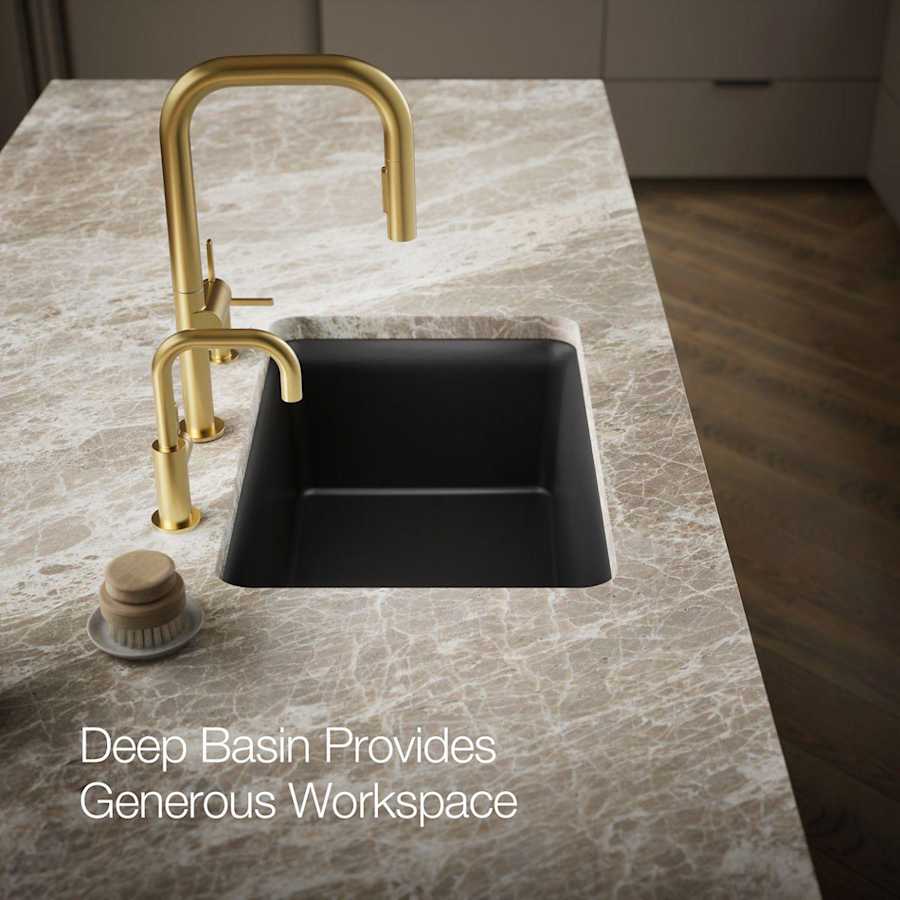 Cairn 27-1/2" Undermount Single Bowl Neoroc Granite Composite Kitchen Sink with Bottom Sink Rack