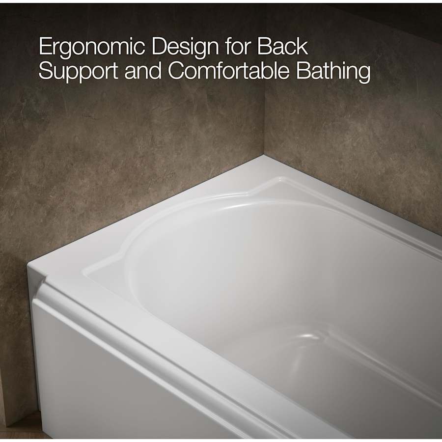 Memoirs Collection 60" Three Wall Alcove Cast Iron Three Wall Alcove Soaking Bath Tub with Right Hand Drain