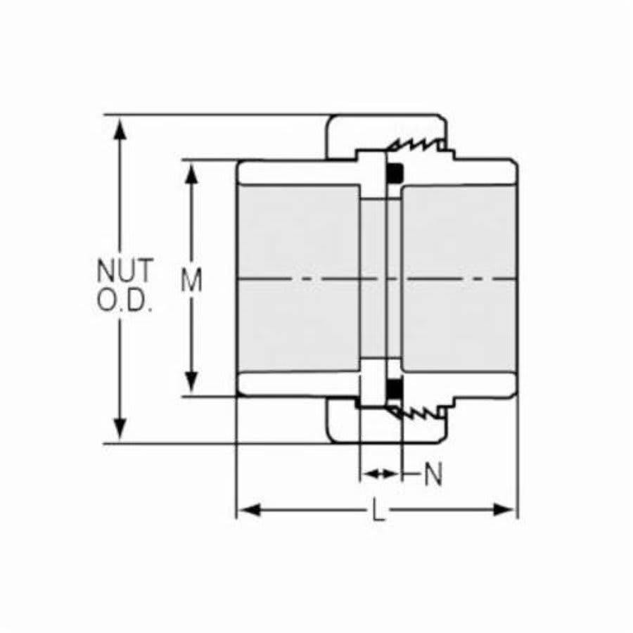 Union, 2 in, Socket, SCH 40/STD, PVC
