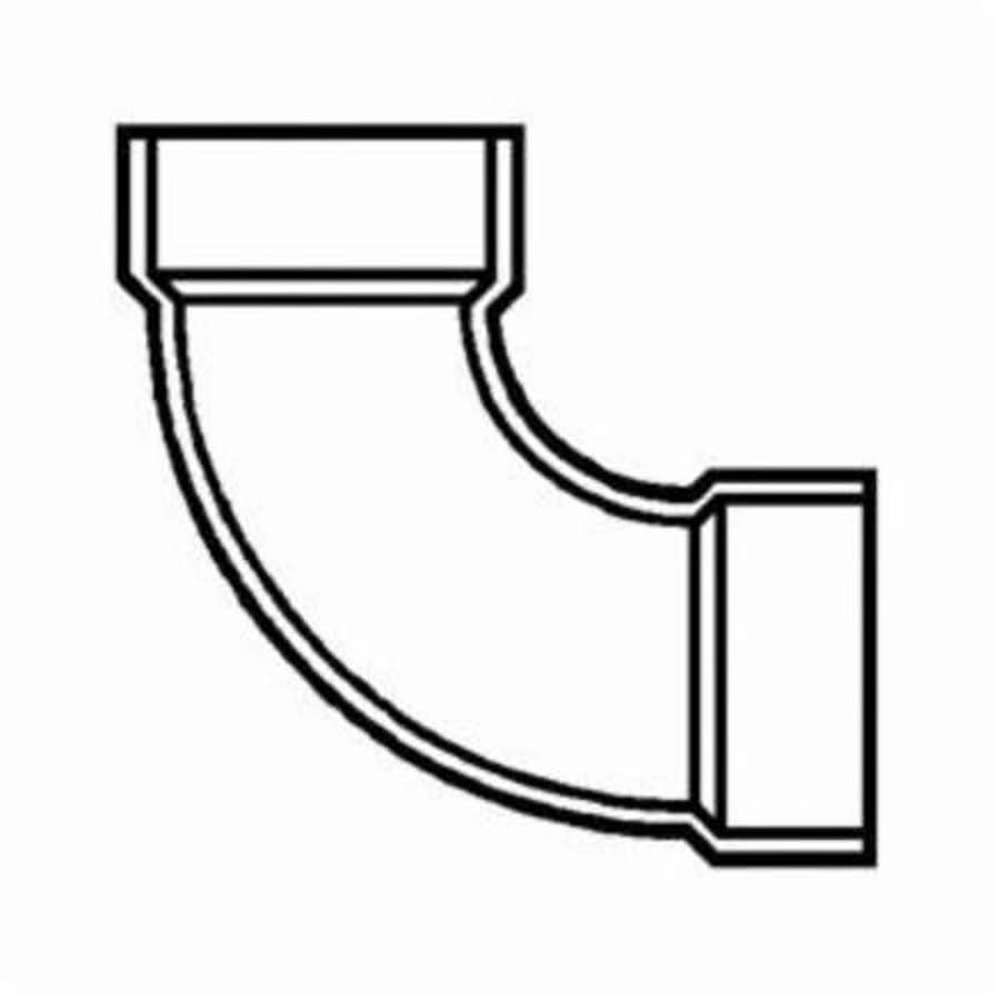 Long Sweep 90 deg Elbow, 6 in, Hub, DWV, PVC