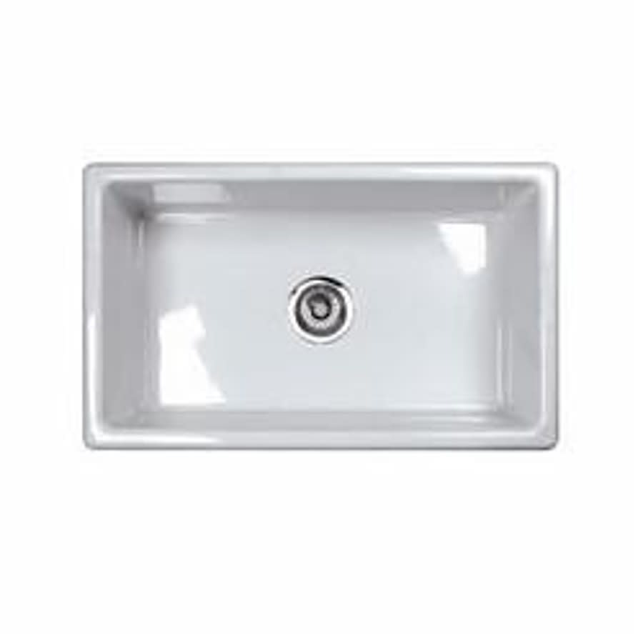 Shaws Classic Single Bowl Kitchen Sink, Under Mount, 30 x 18-1/8 in, 9-1/4 in Bowl Depth, Fireclay, White