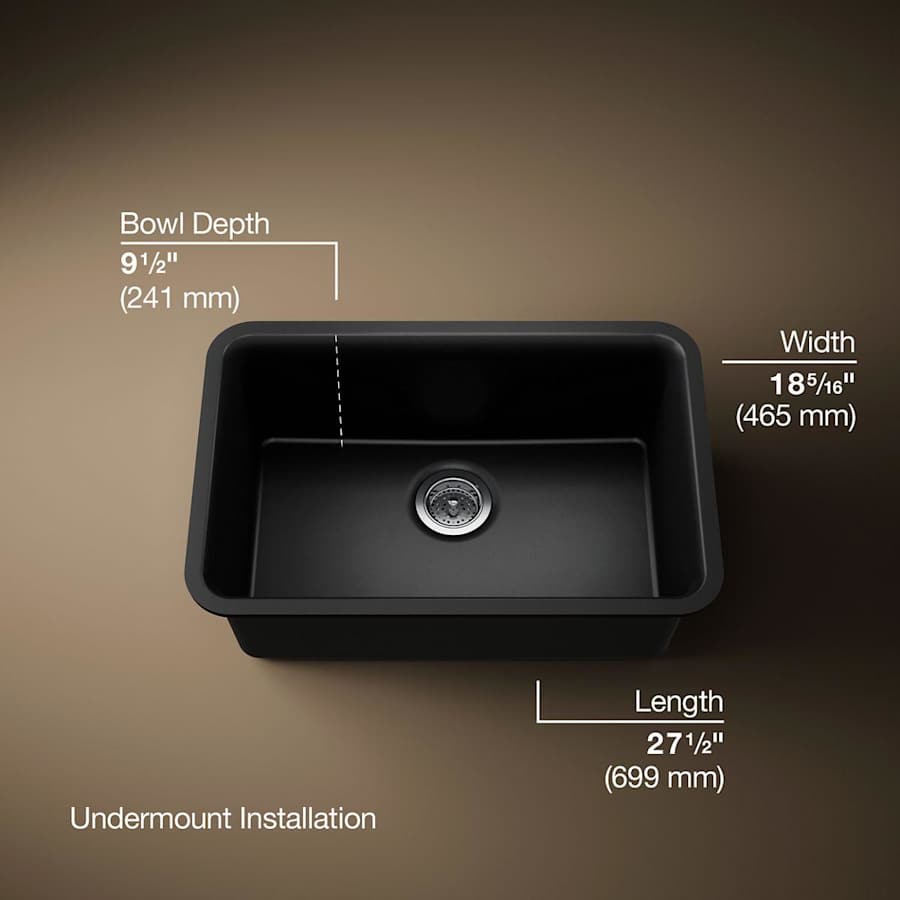 Cairn 27-1/2" Undermount Single Bowl Neoroc Granite Composite Kitchen Sink with Bottom Sink Rack