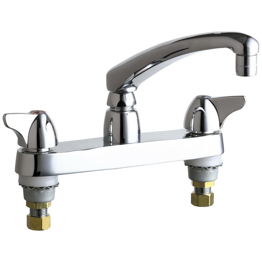 Kitchen Faucet, Deck Mount, ADA, 2 Wing Handle, 2-Hole, Polished Chrome