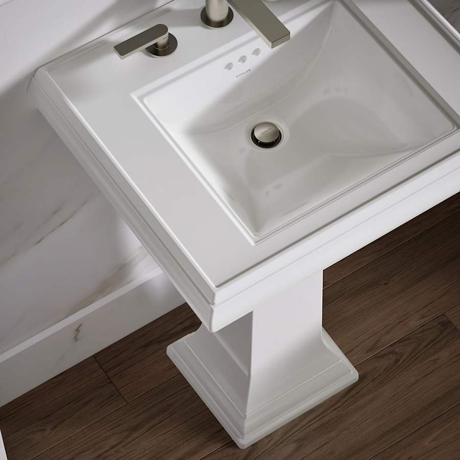 Memoirs Classic 24" Fireclay Pedestal Bathroom Sink with 3 Holes Drilled and Overflow