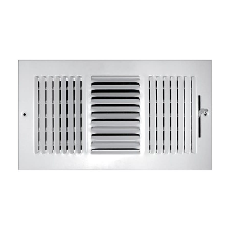 3-Way Down Face Supply Register, 10 x 6 in, 1/2 in Spacing, Multi Shutter Damper, Steel, White