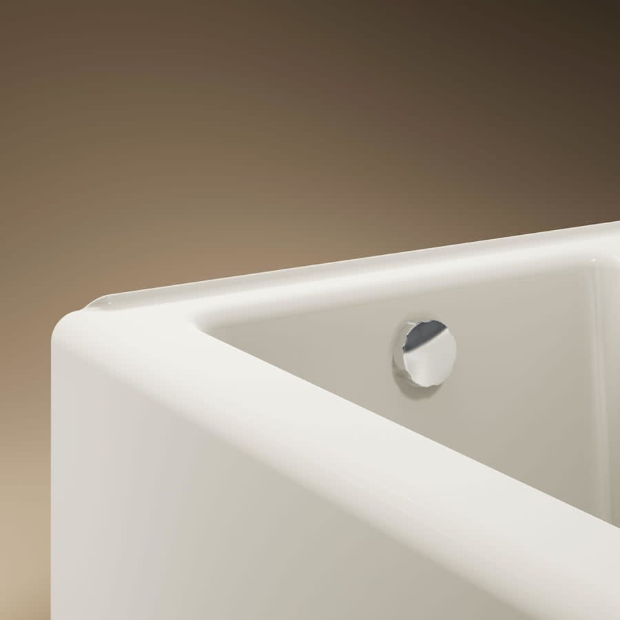 Bellwether Bath Tub 66" L x 32" W Cast Iron Soaking for Three Wall Alcove Installations with Integral Apron and Left Drain