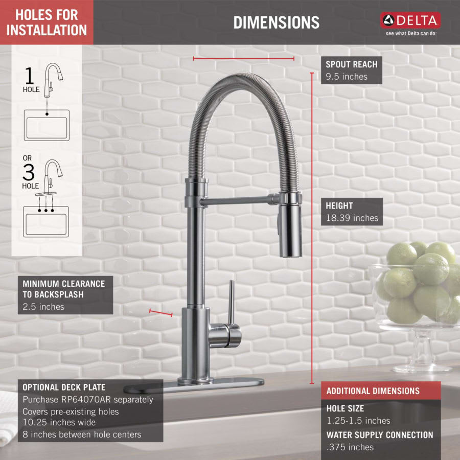 Trinsic 1.8 GPM Single Hole Pre-Rinse Pull Down Kitchen Faucet