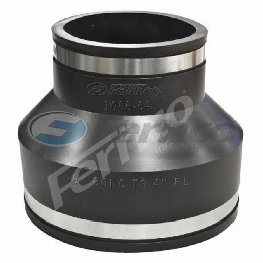 Transition Coupling, 6 x 4 in, Concrete x Plastic/Cast Iron, Flexible PVC