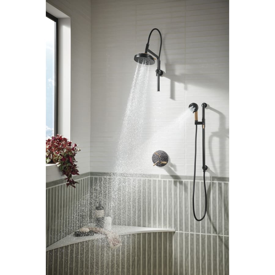 Litze Thermostatic Valve Trim with Integrated Volume Control and 6 Function Diverter for Three Shower Applications - Less Rough-In