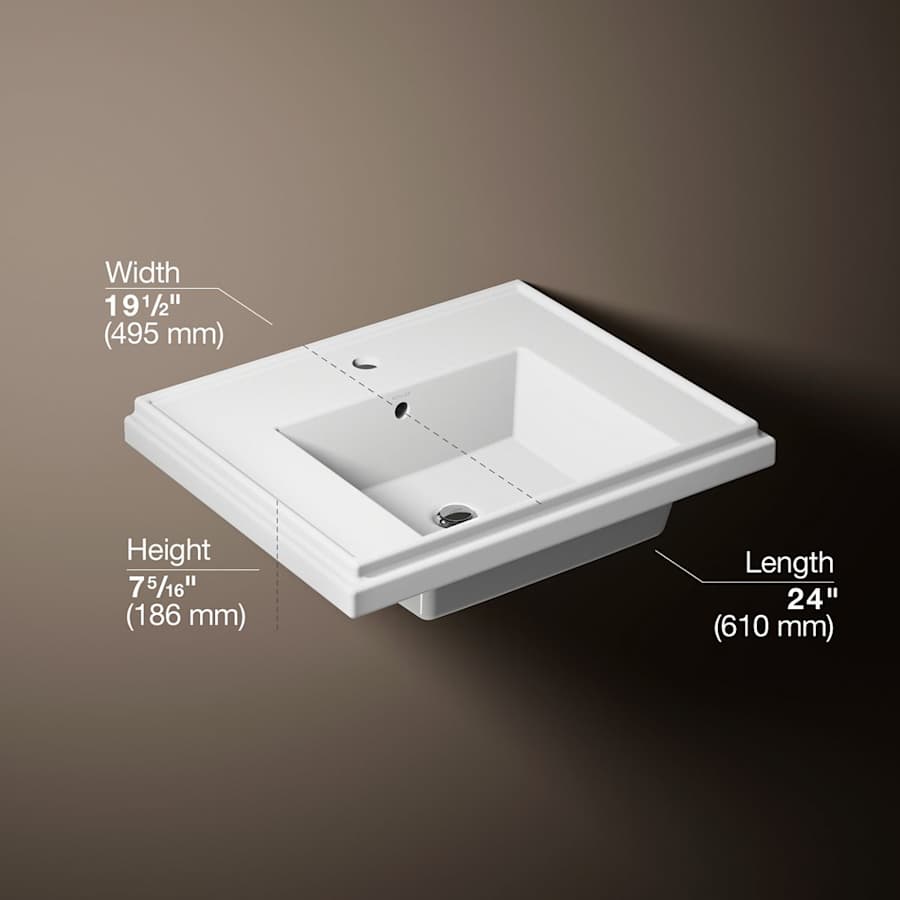 Tresham 24" Pedestal Fireclay Bathroom Sink with Single Faucet Hole Drilled and Overflow - Less Drain Assembly