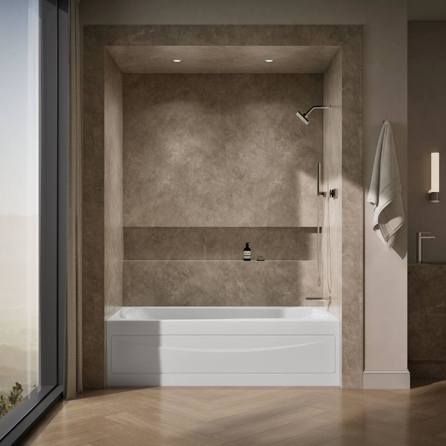 Mariposa 6 Foot Three Wall Alcove Soaking Tub with Right Hand Drain