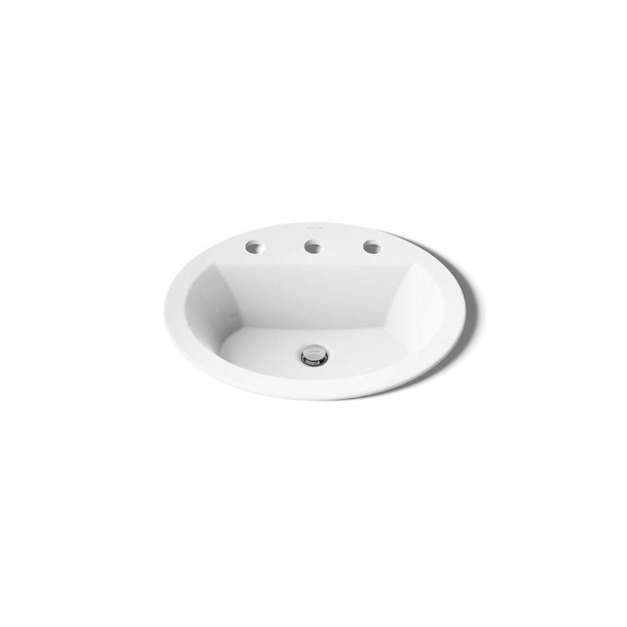 Bryant 20-1/8" Oval Vitreous China Drop In Bathroom Sink with Overflow and 3 Faucets Holes at 8" Centers