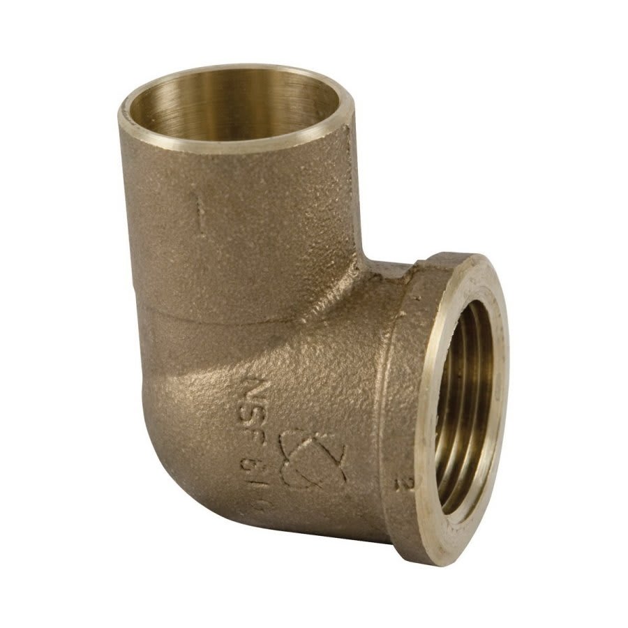 90 deg Elbow, 1-1/4 in, C x FNPT, Copper