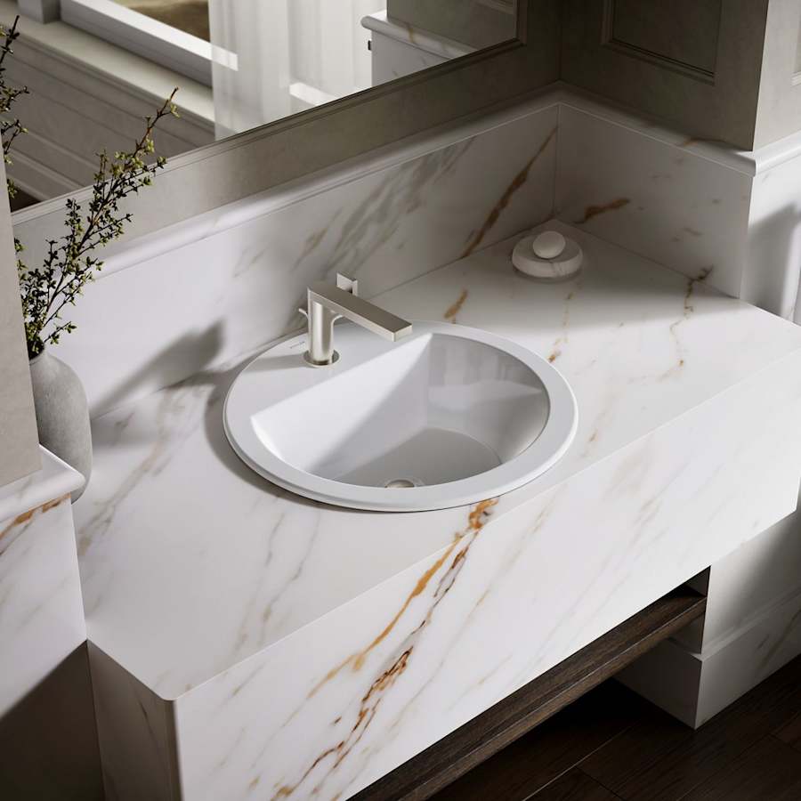 Bryant 18-7/8" Circular Vitreous China Drop In Bathroom Sink with Overflow and Single Faucet Hole