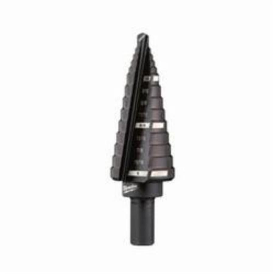 Step Drill Bit, 1/2 to 1 in, Max Hole Diameter, 9 Steps