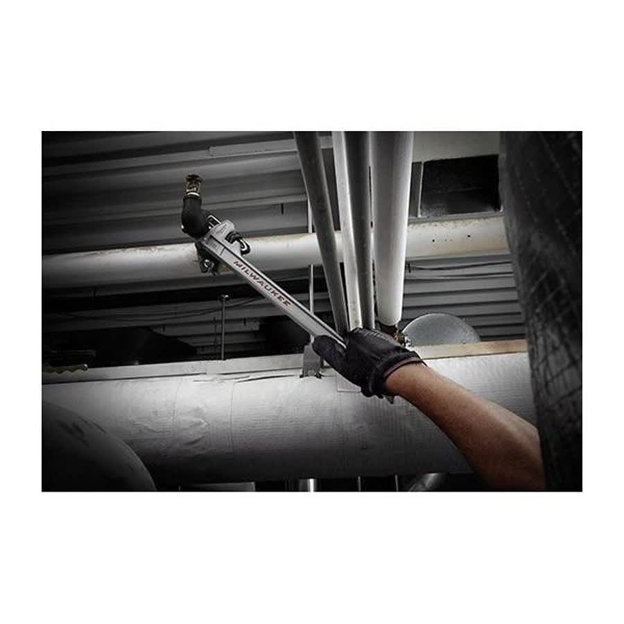 Straight Pipe Wrench With POWERLENGTH™ Handle, 10 in OAL, Serrated Jaw, Aluminum Handle, Silver