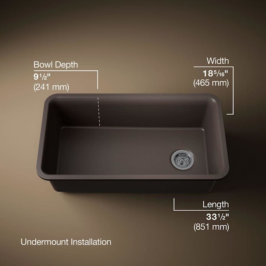 Cairn 33-1/2" Undermount Single Bowl Neoroc Granite Composite Kitchen Sink with Bottom Sink Rack