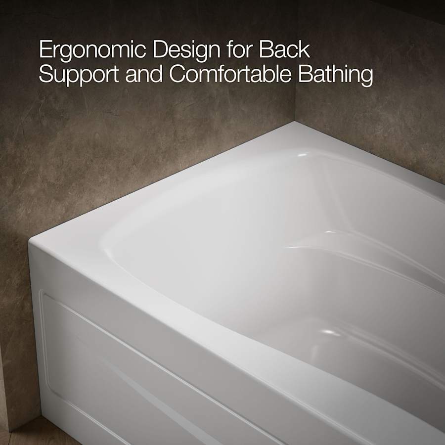 Mariposa Collection 60" Three Wall Alcove Soaking Bath Tub with Right Hand Drain, Apron, Tile Flange and Textured Bottom