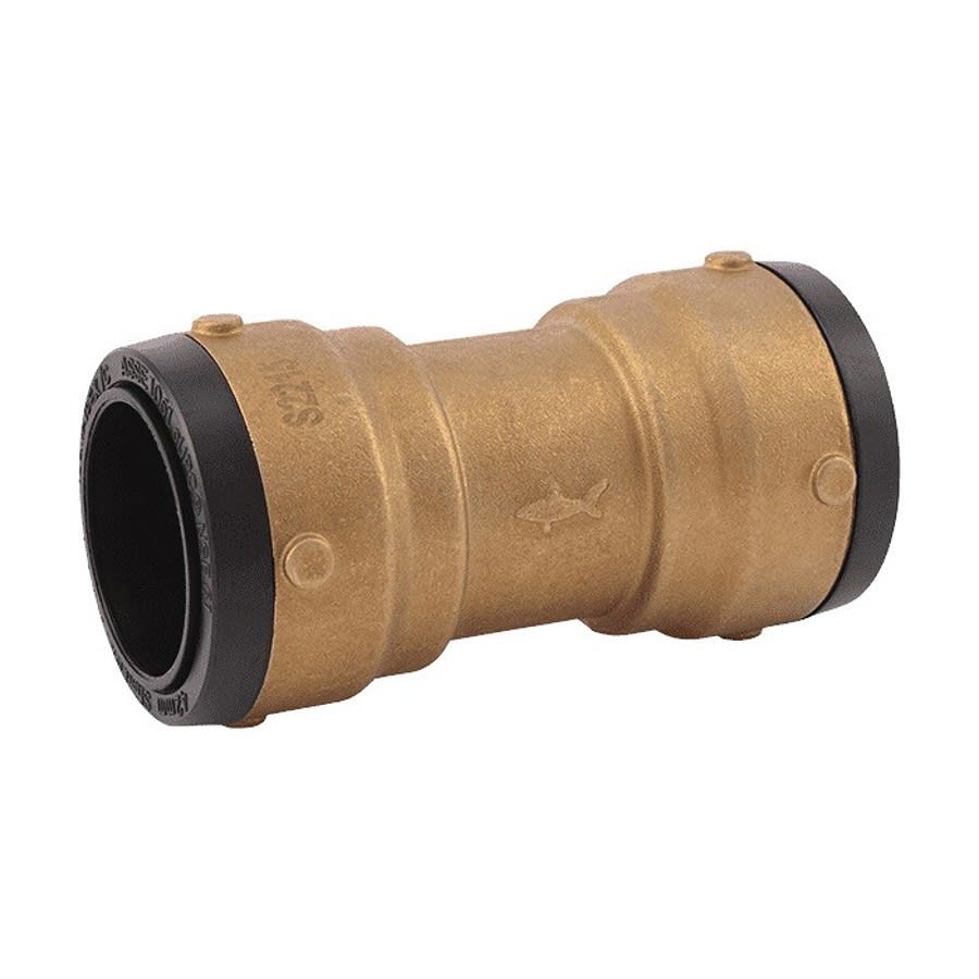 Coupling, 1-1/2 in, Push, Brass